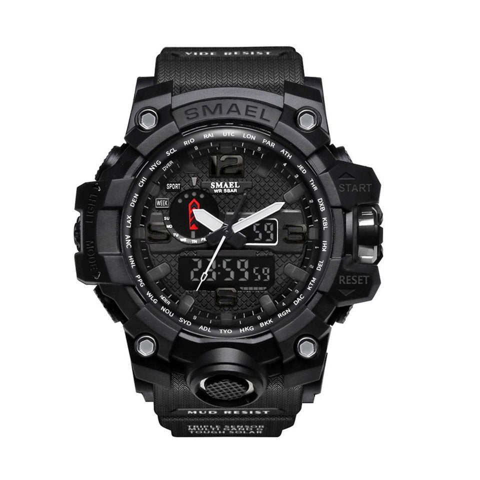 Waterproof Men LED Wristwatch Outdoor Sports Wristwatch Climbing Running Chronograph Alarm Clock 1545 Military Watch