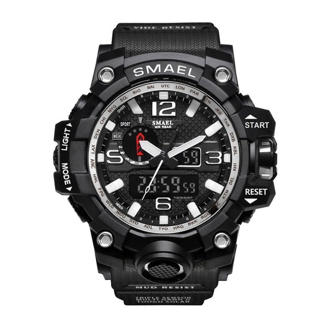 Waterproof Men LED Wristwatch Outdoor Sports Wristwatch Climbing Running Chronograph Alarm Clock 1545 Military Watch