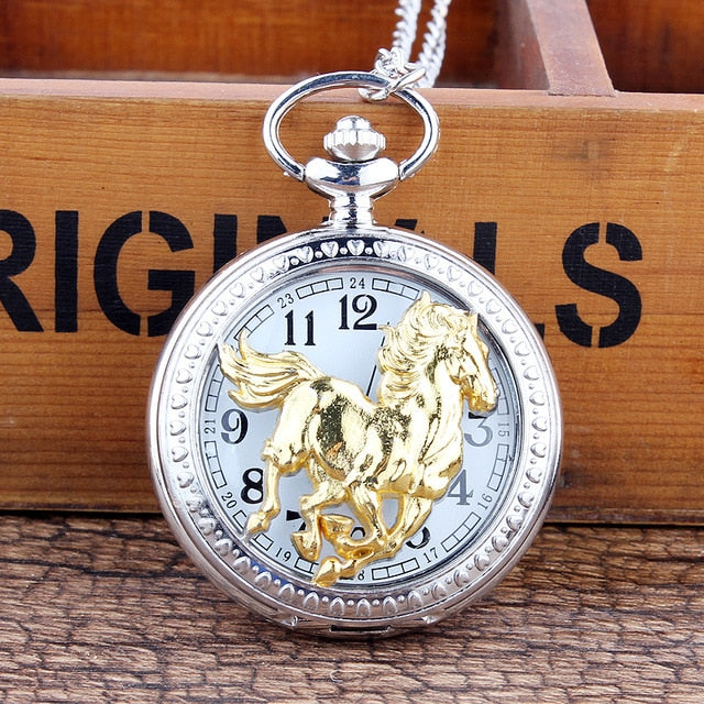 Retro Bronze Wolf Hollow Design Quartz Pocket Watch Mens Women Necklace Pendant FOB Chain Steampunk Pocket Watches Dropshipping