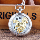 Retro Bronze Wolf Hollow Design Quartz Pocket Watch Mens Women Necklace Pendant FOB Chain Steampunk Pocket Watches Dropshipping
