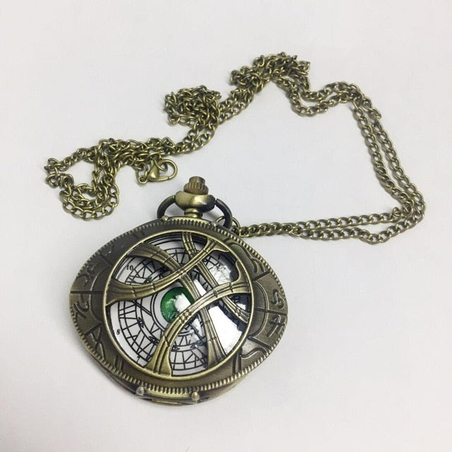 Doctor Who Theme Eye Pattern Hunter Quartz Pocket Watch Vintage Necklace Chain Retro Fob Watch Men Pendant Women Clock Best Gift