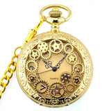 Unique Smooth Steampunk Pocket Watch Men With Fob Nacklace Chain Fashion Quartz Watches Mens Womens Gift reloj de bolsillo