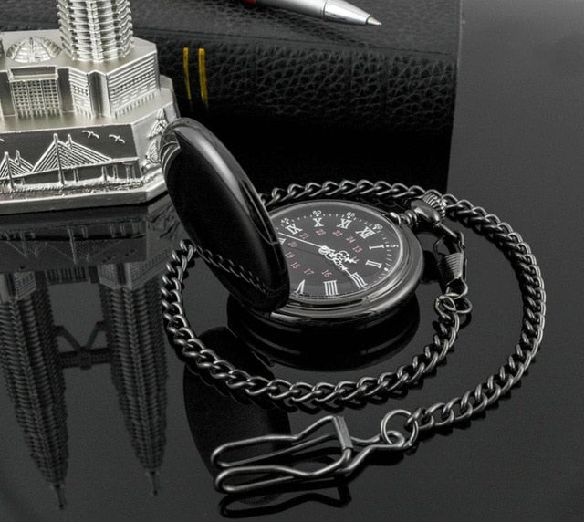 Unique Smooth Steampunk Pocket Watch Men With Fob Nacklace Chain Fashion Quartz Watches Mens Womens Gift reloj de bolsillo