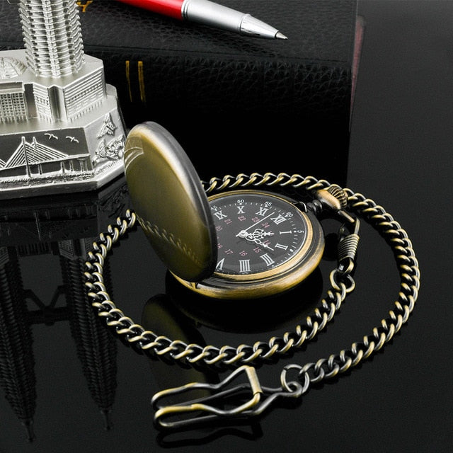 Unique Smooth Steampunk Pocket Watch Men With Fob Nacklace Chain Fashion Quartz Watches Mens Womens Gift reloj de bolsillo