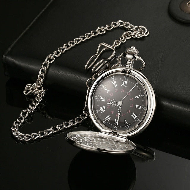 Unique Smooth Steampunk Pocket Watch Men With Fob Nacklace Chain Fashion Quartz Watches Mens Womens Gift reloj de bolsillo