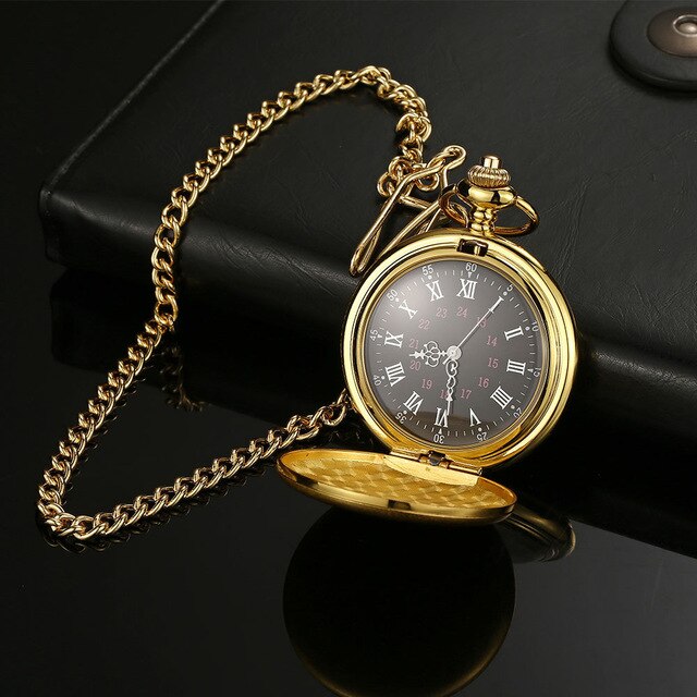 Unique Smooth Steampunk Pocket Watch Men With Fob Nacklace Chain Fashion Quartz Watches Mens Womens Gift reloj de bolsillo