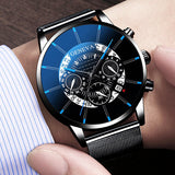 GENEVA Fashion Watch Men Sport Mesh Band Quartz Watches Luxury Date Multi-dial Man Wristwatch Mens' Watches Relogio Masculino