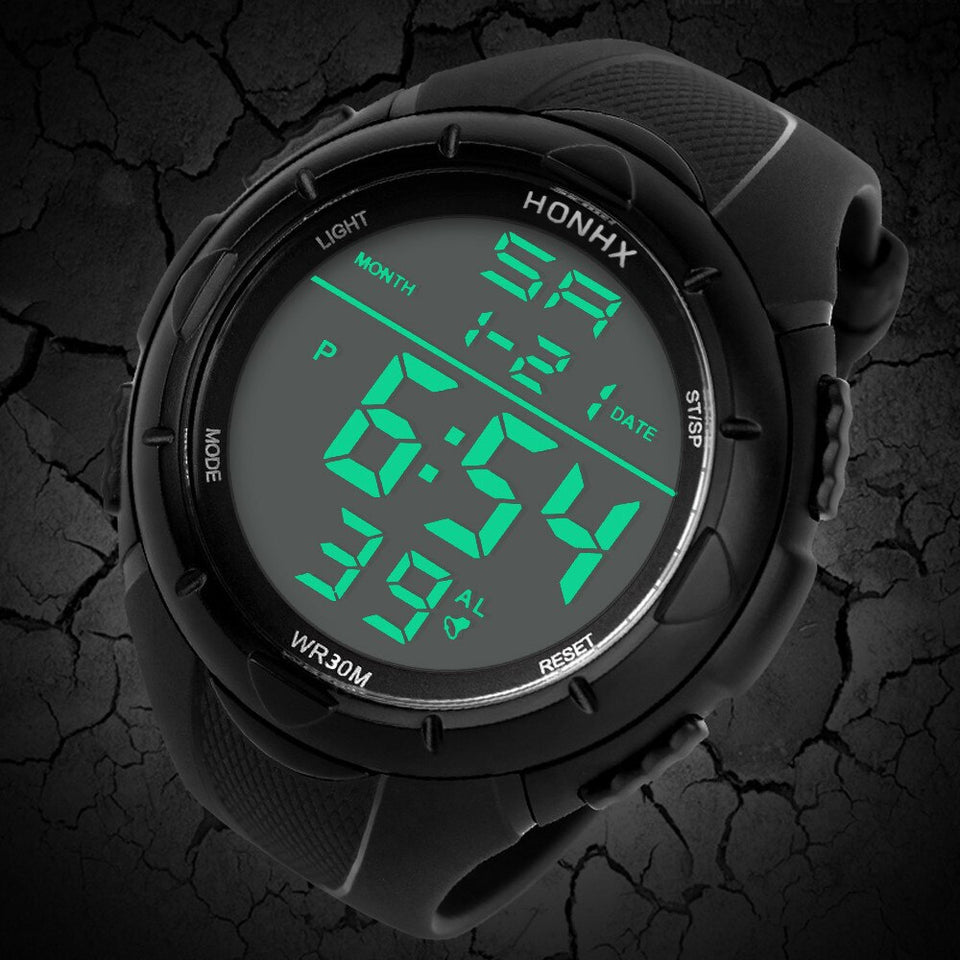 HONHX Fashion Electronic Watches Men's LED Digital Alarm Sport Watch Silicone Military Army Quartz Wristwatch relogio masculino