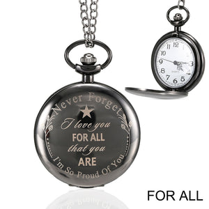 1 Pcs Men Women Quartz Pocket Watch Meaningful Gifts For All & to My Brother Letter Printed Case with Chain LL@17