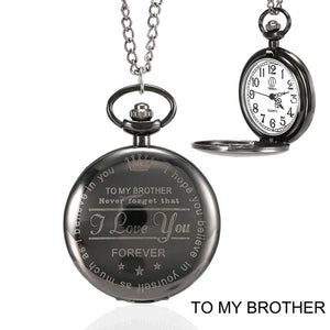 1 Pcs Men Women Quartz Pocket Watch Meaningful Gifts For All & to My Brother Letter Printed Case with Chain LL@17