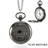 1 Pcs Men Women Quartz Pocket Watch Meaningful Gifts For All & to My Brother Letter Printed Case with Chain LL@17
