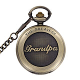 THE GREATEST Unisex Quartz Pocket Watch With Fob Chain Mens Bronze Pocket Watches Gift for Grandpa Men