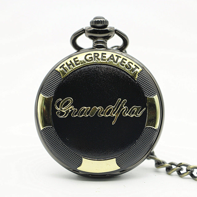 THE GREATEST Unisex Quartz Pocket Watch With Fob Chain Mens Bronze Pocket Watches Gift for Grandpa Men