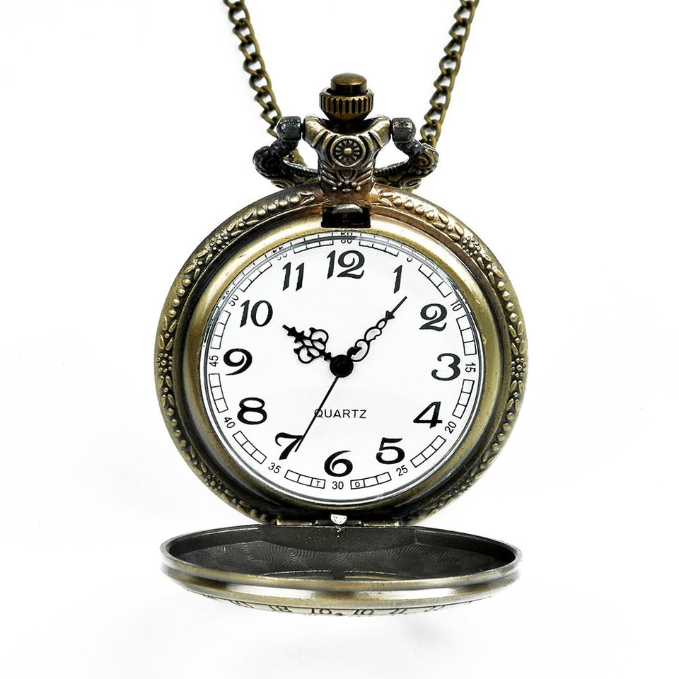 Large Pocket Watch Bronze Element Retro Pocket Watch Classic Design Men'S Women'S Fashion Quartz Pocket Watch Creative Gift