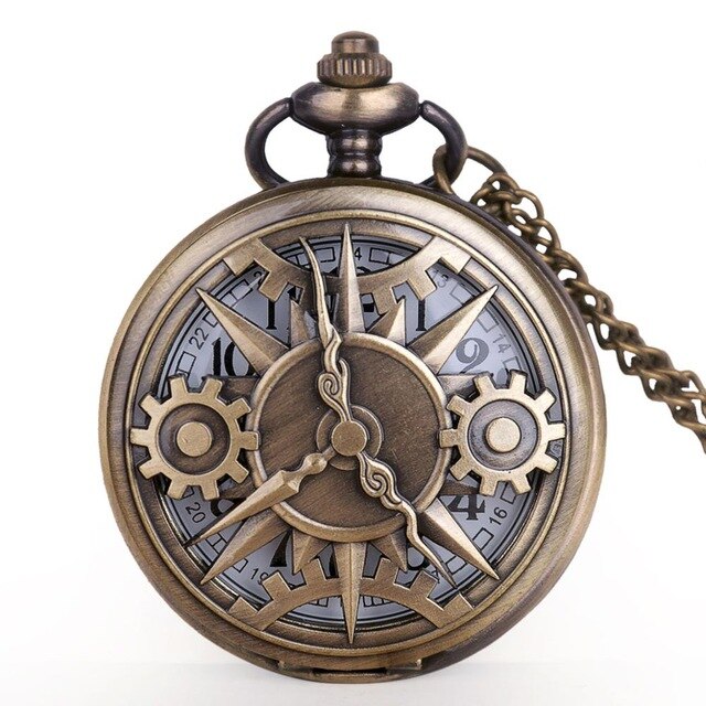 Retro Gold Fashion Hollow Gear Steampunk Quartz Pocket Watch Stainless Steel Pendant For Men Women