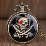 Steampunk Quartz Pocket Watch Carribean Pirate Skull Head Horror Fob Pendant Watch with Chain for Men Women TD2004