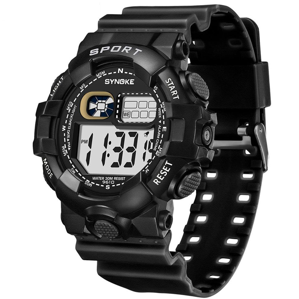 Popular Outdoor Sports Men Alarm Chronograph Silicone Band Luminous Digital Writs Watch