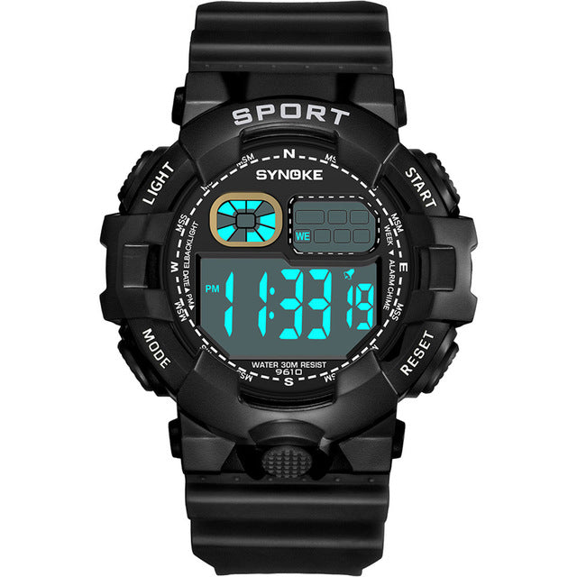 Popular Outdoor Sports Men Alarm Chronograph Silicone Band Luminous Digital Writs Watch