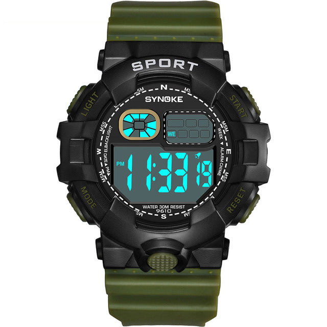 Popular Outdoor Sports Men Alarm Chronograph Silicone Band Luminous Digital Writs Watch