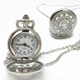 New Women Men Pocket Watch Retro Bronze Tone Round Shape Spider Web Pattern Watches With Chain Necklace Clock