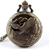 Bronze Vintage Eagle fob watches Pendant Chain Quartz Pocket watch Mens Womens Gifts Relogio De Bolso