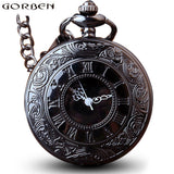 Antique Steampunk Charm Black Quartz Necklace Pocket Watch Women Wen Hollow Vintage Fob Clock With Chain Pendants Gift