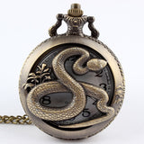 Dropshipping Bronze snake Hollow Quartz Pocket Watch Necklace Pendant Womens Men Gifts P278