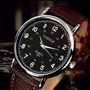 YAZOLE Top Brand Men's Watch Men Watch Fashion Casual Watches Leather Wrist Watch Clock Saat Relogio Masculino Erkek Kol Saati