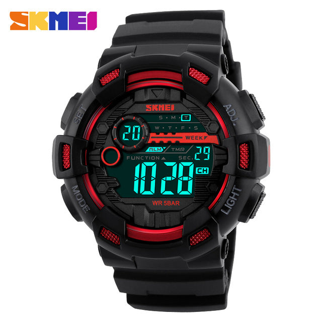 SKMEI Men Sports Watches 50M Waterproof Back Light LED Digital Watch Chronograph Double Time Wristwatches Relogio Masculino 1243