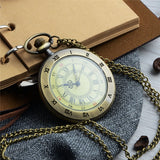 Unique Men Women Vintage Pocket Watch Roman Numerals Fob WatchGlass Dial Necklace Pendant Clock Time with Chain Character Watch