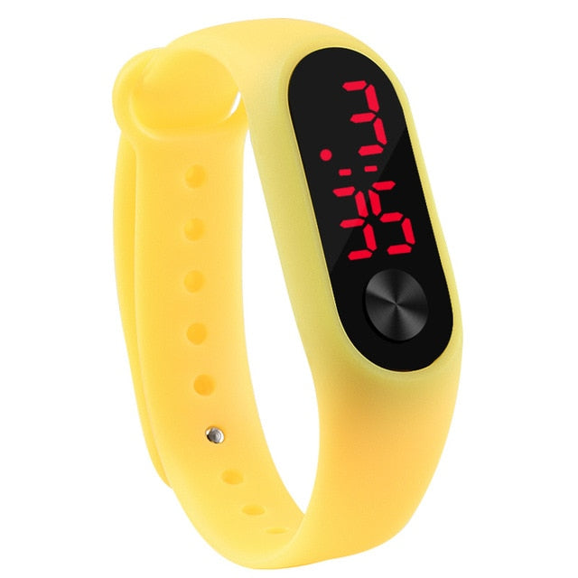 Fashion Outdoor Simple Sports Red LED Digital Bracelet Watch Men Women Colorful Silicone Watches Kids Children Wristwatch Gift