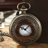 Box Package Solid Wood Mechanical Pocket Watch FOB Chain Locket Dial Hollow Steampunk Skeleton Men Women Mens Male Clock Watches