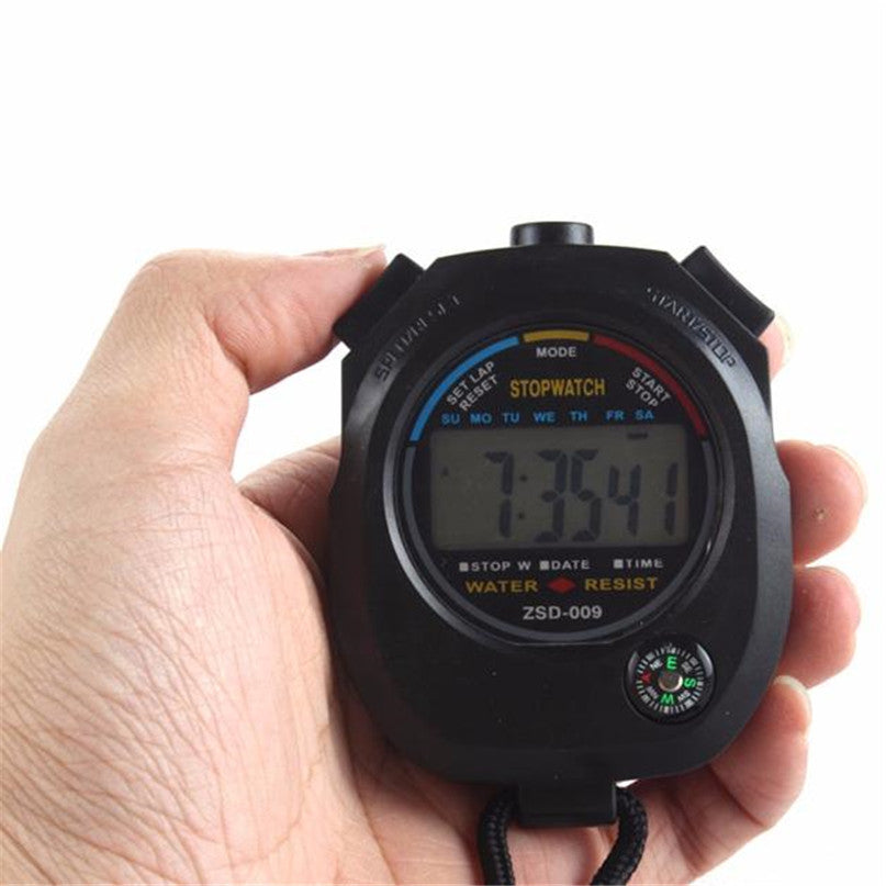 Classic Digital Professional Handheld LCD Chronograph Sports Stopwatch Timer Stop Watch With String 2018 New Sale  #4A26