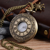 Vintage Bronze Steampunk Pocket Watch Roman Numerals Quartz Necklace Pocket & Fob Watches Chain Men Women Clock Relogio De Bolso