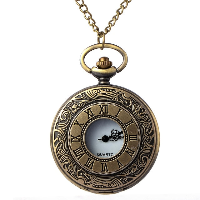 Vintage Bronze Steampunk Pocket Watch Roman Numerals Quartz Necklace Pocket & Fob Watches Chain Men Women Clock Relogio De Bolso