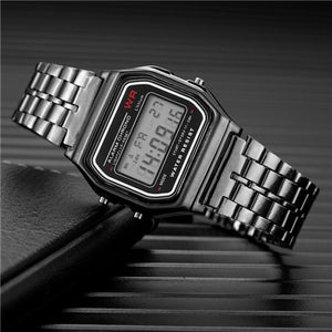 Women Men Unisex Watch Gold Silver Vintage Stainless Steel LED Sports Military Wristwatches Electronic Digital Watches Present