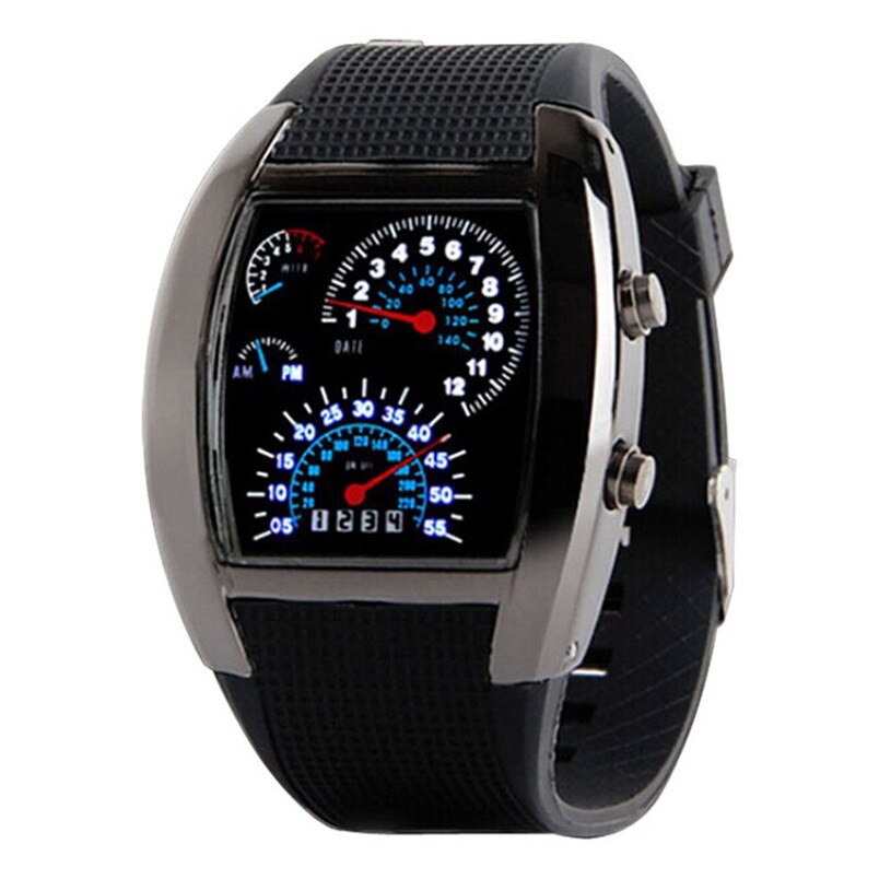 Fashion Men Watch Aviation Turbo Silicone Band Dial Flash LED Watch Gift Mens Lady Sports Car Meter relogio masculino