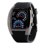 Fashion Men Watch Aviation Turbo Silicone Band Dial Flash LED Watch Gift Mens Lady Sports Car Meter relogio masculino