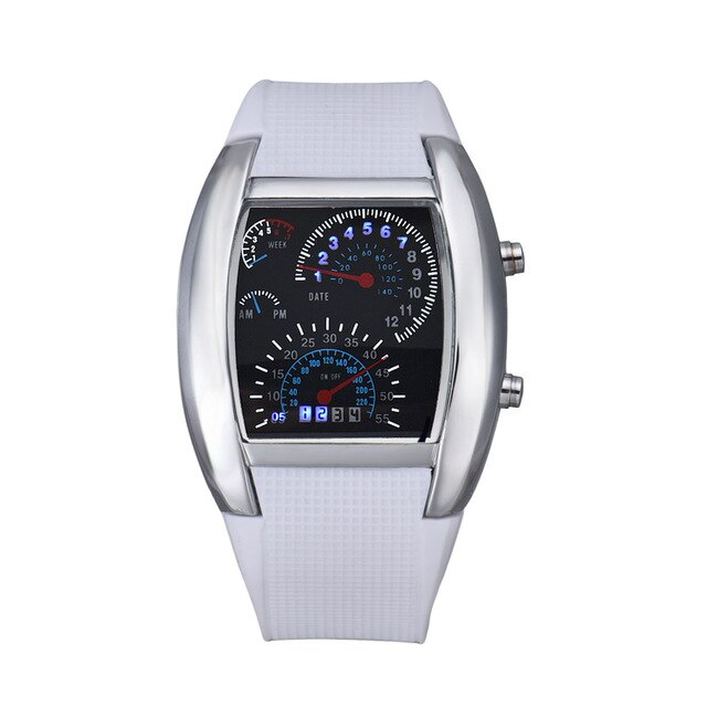 Fashion Men Watch Aviation Turbo Silicone Band Dial Flash LED Watch Gift Mens Lady Sports Car Meter relogio masculino