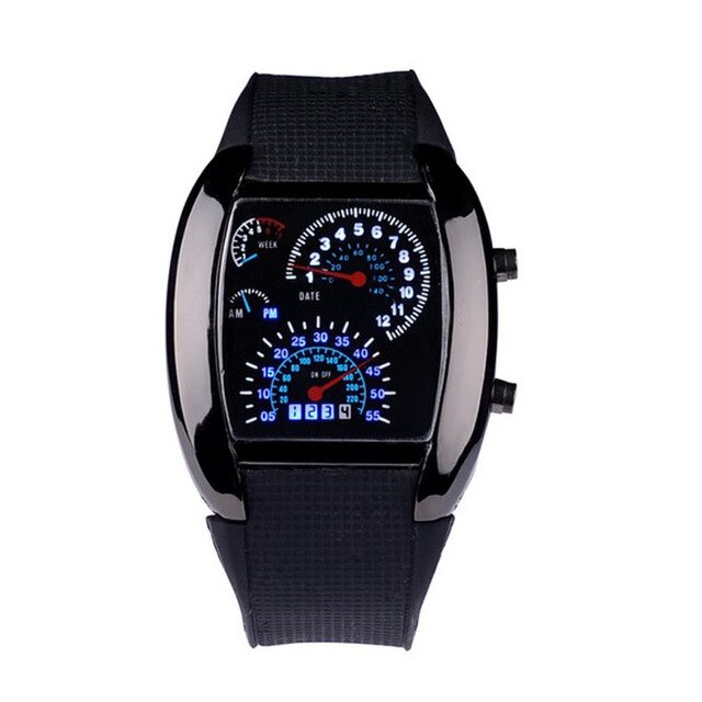 Fashion Men Watch Aviation Turbo Silicone Band Dial Flash LED Watch Gift Mens Lady Sports Car Meter relogio masculino
