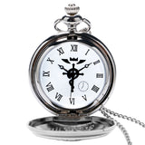 2019 Silver/Bronze Tone Fullmetal Alchemist Pocket Watch Cosplay Edward Elric Anime Design Boys Pendant Necklace Chain Best Gift