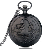 2019 Silver/Bronze Tone Fullmetal Alchemist Pocket Watch Cosplay Edward Elric Anime Design Boys Pendant Necklace Chain Best Gift