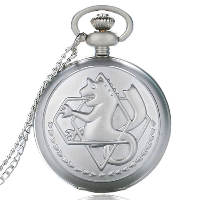 2019 Silver/Bronze Tone Fullmetal Alchemist Pocket Watch Cosplay Edward Elric Anime Design Boys Pendant Necklace Chain Best Gift