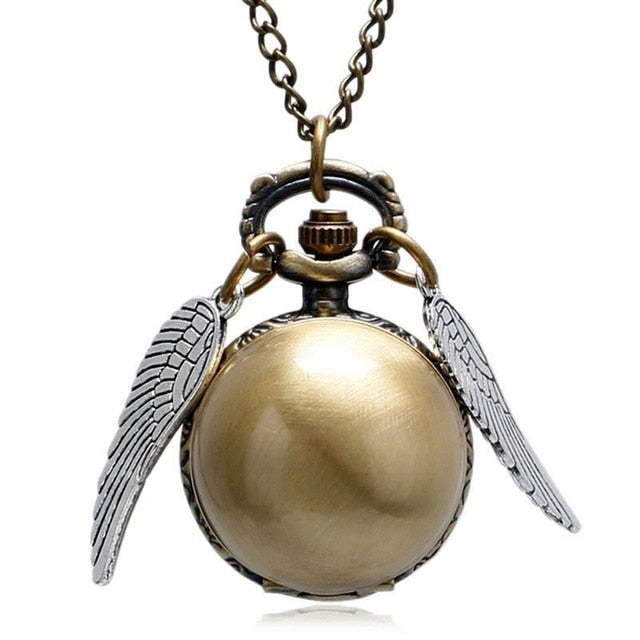 Retro Clock Necklace Pocket Watch Vintage Snitch Gold Ball Silver Bronze Fob Chain Watch Men Women relogio de bolso