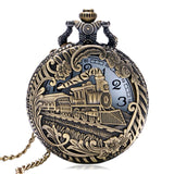 2019 New Train Locomotive Engine Pattern Hollow Cover Design Pocket Watch Necklace Pendant Chain Unisex Gifts Clock cep saati