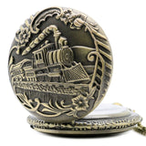 2019 New Train Locomotive Engine Pattern Hollow Cover Design Pocket Watch Necklace Pendant Chain Unisex Gifts Clock cep saati