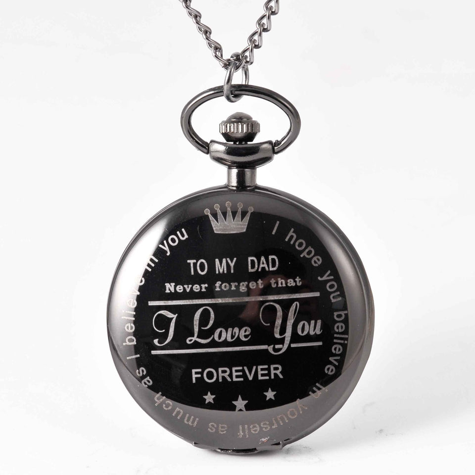 Pocket & Fob Watches To My Dad  Pocket Watch Necklace I Love You Forever Quartz Watch  for  Father Day's Gift Watch