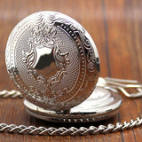 2019 New Train Locomotive Engine Pattern Hollow Cover Design Pocket Watch Necklace Pendant Chain Unisex Gifts Clock cep saati
