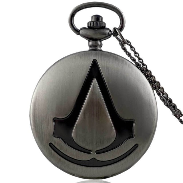 45mm Full Hunter Quartz Engraved Fob Retro Pendant Pocket Watch Chain Gift