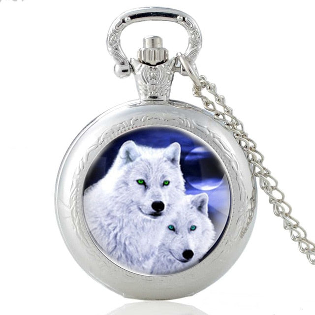New Fashion Vintage Bronze Mysterious Wolf Quartz Pocket Watch Retro Men Women Wolf Pendant Necklace Antique Jewelry